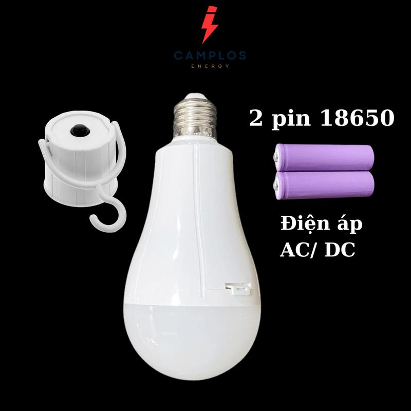 Bóng đèn led tích điện E27 pin 18650 có thể sạc lại bóng đèn khẩn cấp du lịch dã ngoại ngoài trời công suất 20W