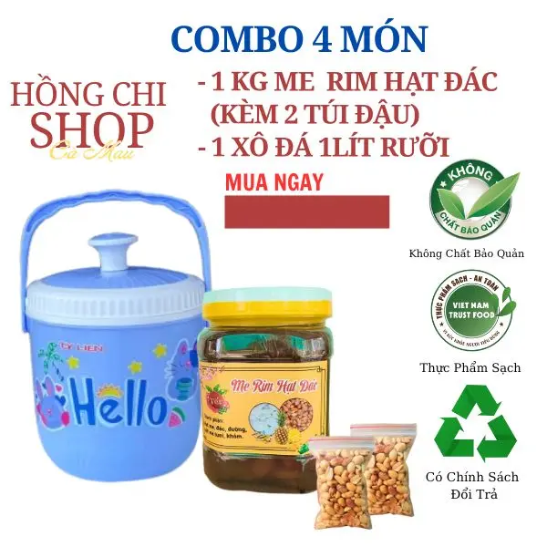[ĐÁC NHIỀU ] - 1KG ME HẠT DẺO RIM HẠT ĐÁT + XÔ ĐÁ 1LÍT RƯỠI + 2 TÚI ĐẬU PHỘNG (Xô Màu Ngẫu Nhiên)