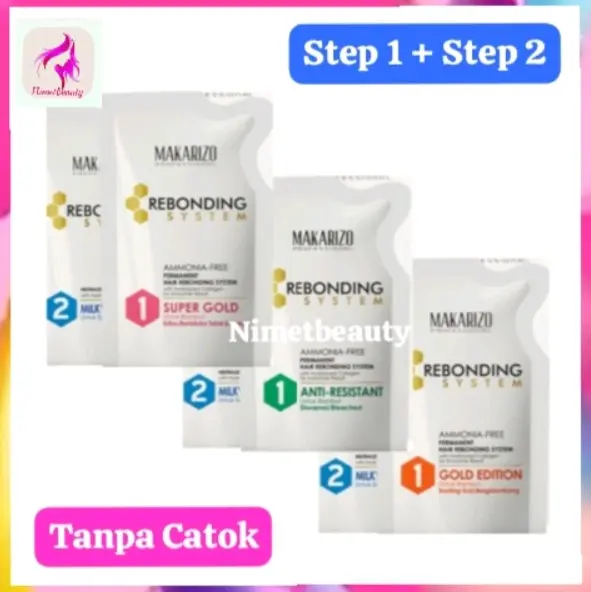 MAKARIZO Professional KIT Rebonding System 120mL/ Obat Pelurus Rambut Tanpa Catok