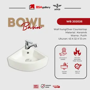 WASTAFEL JAYCO SUDUT KERAMIK MINIMALIS MEJA GANTUNG/ WASH BASIN/ WASTAFEL MODEL TOTO 202026
