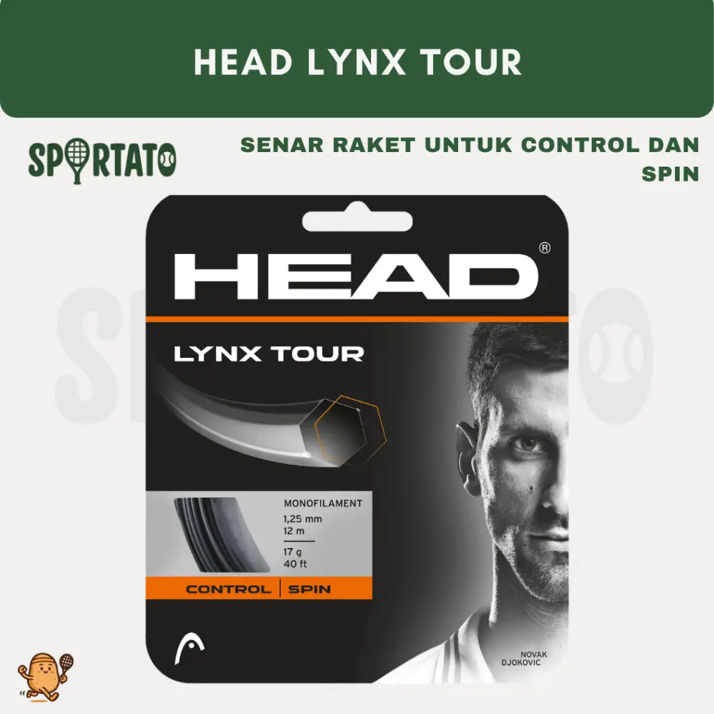 HEAD Lynx Tour String for Control and Spin | Senar Raket Tenis Monofilament | Control | Spin