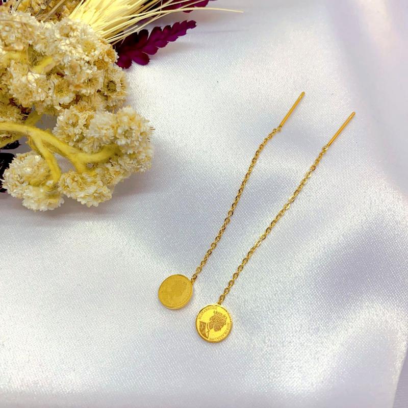 E & J - anting juntai titanium wanita motif koin fashion korea gold 24k 1