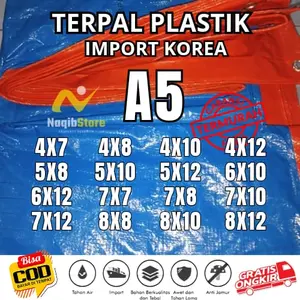 Terpal Plastik A5 Original Lembaran Meteran Korea Tebal Ukuran 4x7 4x8 4x10 4x12 5x8 5x10 5x12 6x10 6x12 7x7 7x8 7x10 7x12 8x8 8x10 8x12