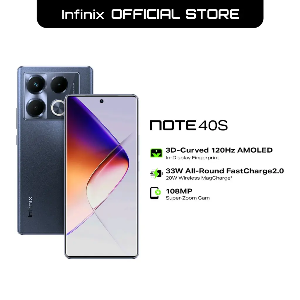 Infinix note 40S 8/256 - helio G99 - 6.78 3D curved amoled 120Hz - Camera 108MP