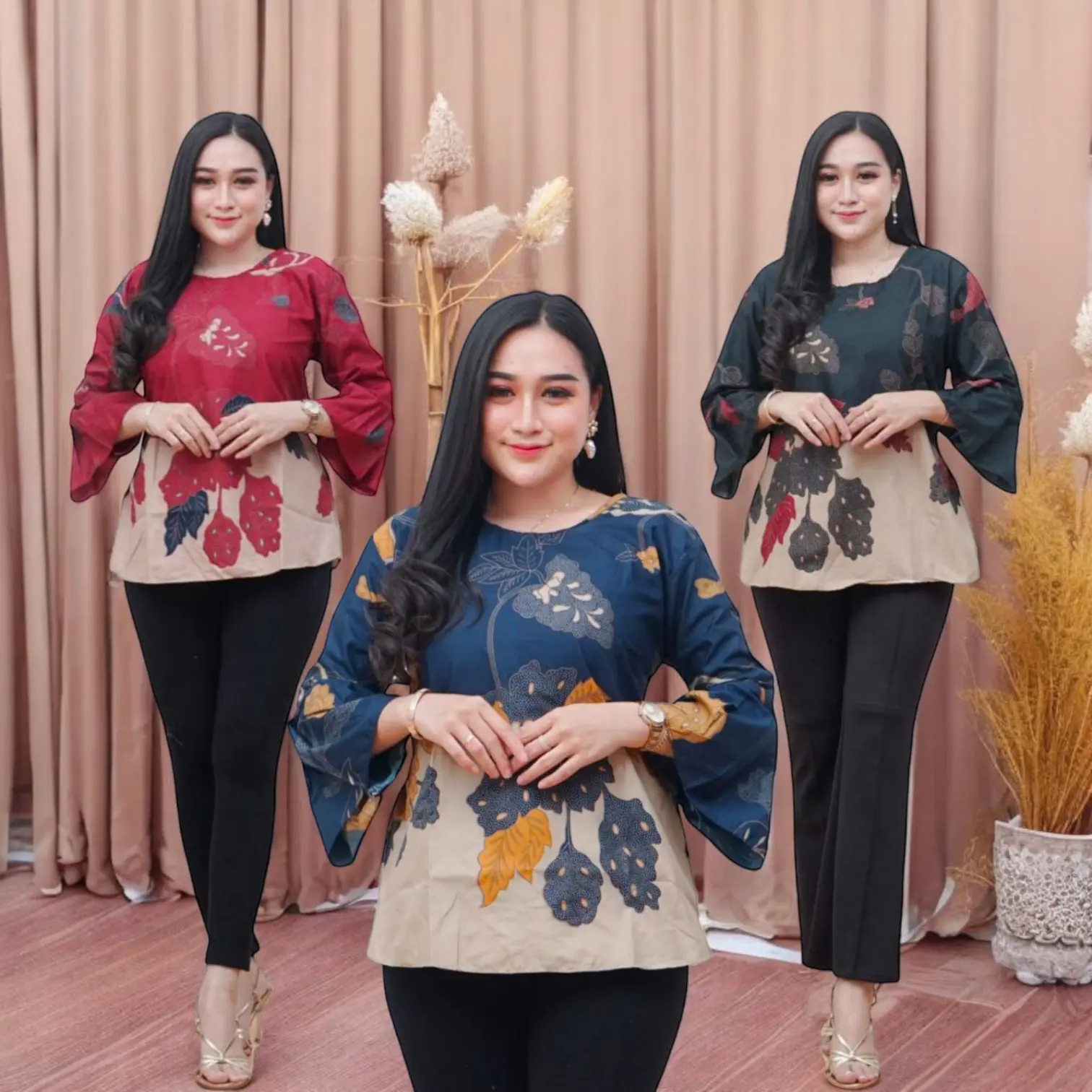 BISA COD - Blouse batik wanita terbaru JUMBO M L XL XXL XXXL - Atasan baju terbaik - kerja banyak pilihan motif - harga grosiran Panjang Katun