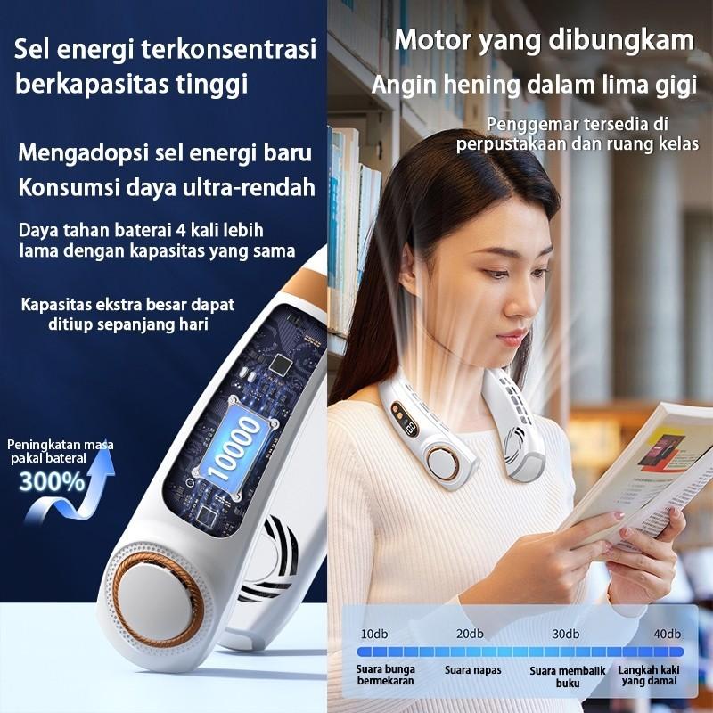Product Introduction of 2024 Kipas Angin Gantung Leher Portable USB 20000mAh 5-Speed Wind Tanpa Baling Baling Neck Fan 25