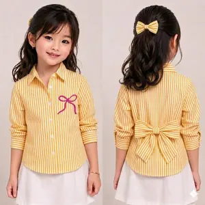 Atasan Anak Perempuan Korean Style Pita Belakang Usia 5-16 Tahun - Kemeja Anak Modern Terbaru
