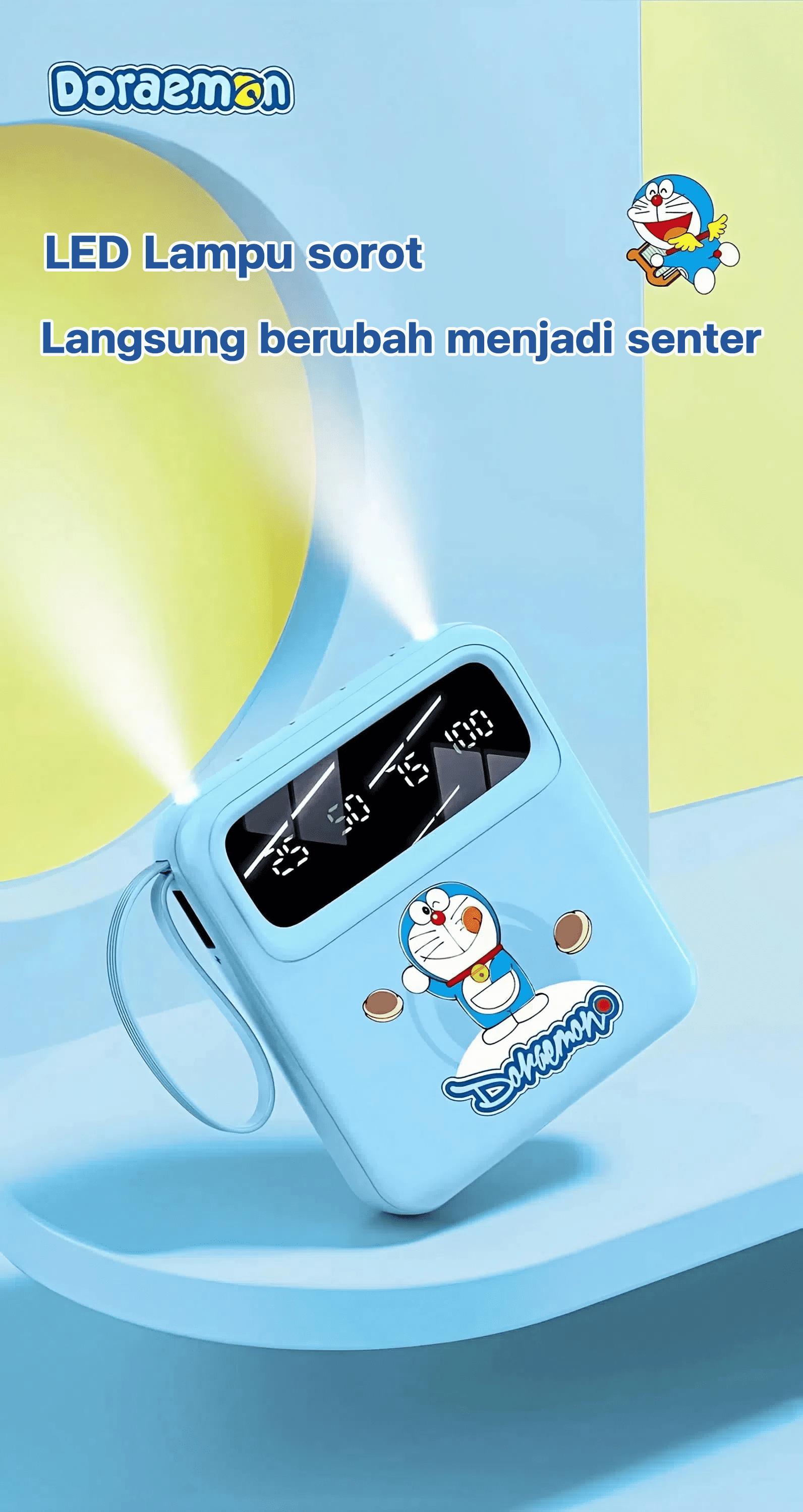 Doraemon 120W Powerbank Ponsel 30000mAh motif Kartun 4 Kabel Bawaan Kapasitas Besar Ultra Tipis & Portabilitas Kompak