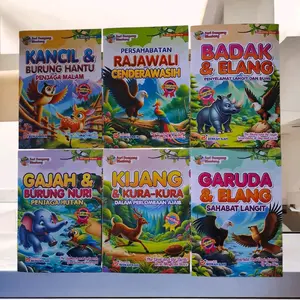 SERI DONGENG BINATANG / PAKET 6 BUKU DONGENG ANAK-ANAK / BERGAMBAR / FULL COLOUR / BILINGUAL / BADAK & ELANG / PERSAHABATAN RAJAWALI / GARUDA & ELANG / GAJAH & BURUNG NURI / KANCIL & BURUNG HANTU / KIJANG & KURA-KURA