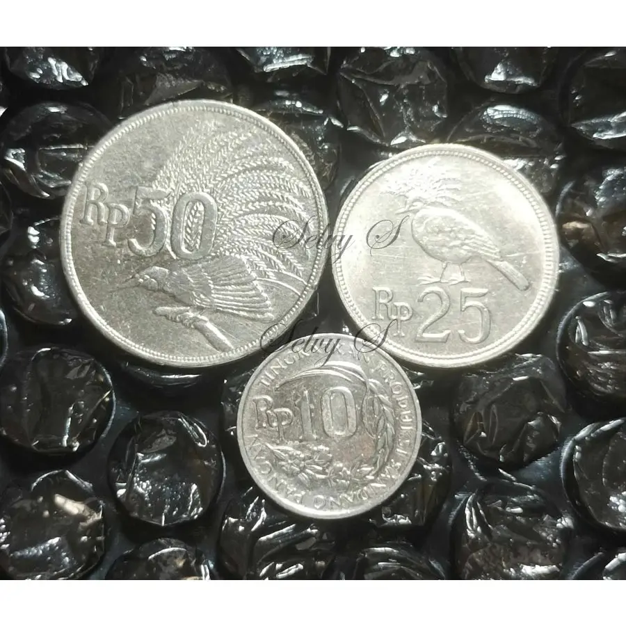 Set Koin  Indonesia Tahun 1971 Terdiri Dari 10 - 25 - 50 Rupiah Nikel Asli Ready