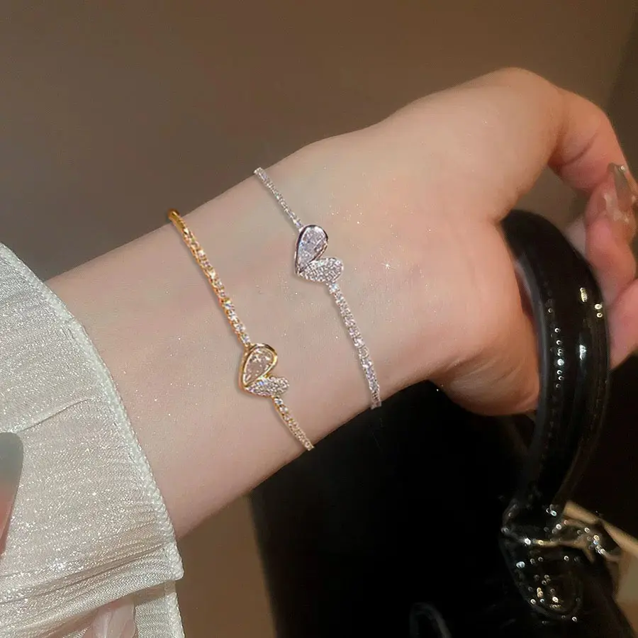 2025 Baru Titanium Gelang Modis Sederhana Anak Perempuan Busur Berlian Perak Aksesori Estetika Korea Aksesori Perhiasan Titanium Busur titanum motif gelang & bangle gelang couple