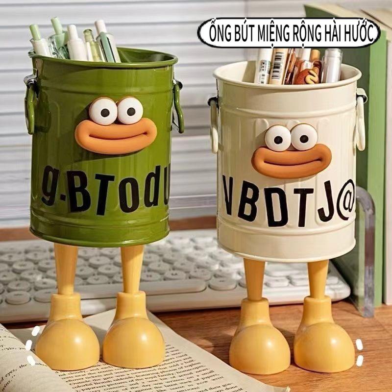 Hộp đựng bút bằng nhựa ins giá trị cao hình hoạt hình cá tính để bàn cho học sinh văn phòng dung tích lớn dễ thương đơn giản kiểu retro, hộp đựng bút miệng lớn đơn giản kiểu retro kiểu Mỹ chất liệu PP hộp đựng bút chống vỡ