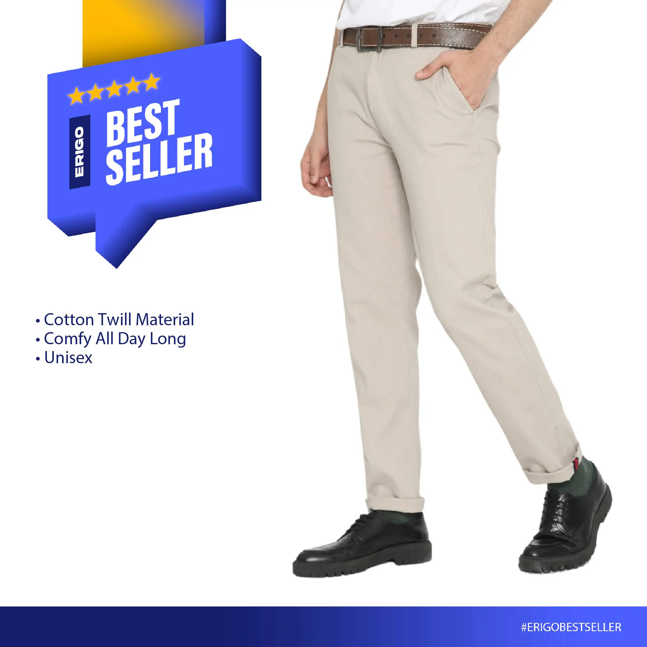 Erigo Chino Pants Paul Light Grey - Celana Panjang Chino Unisex
