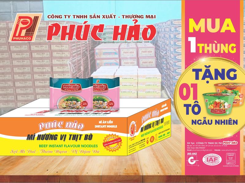 Phúc Hảo Mì Hương Vị Thịt Bò - 30 Gói 75gr