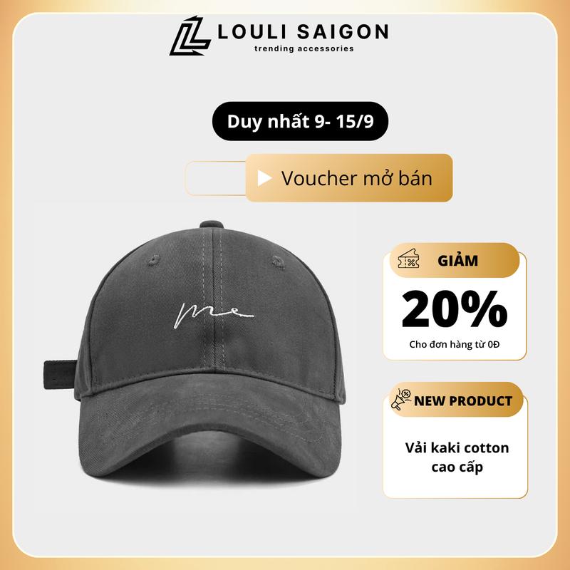 Mũ lưỡi trai nam nữ LOULI SAIGON chữ Me form mềm, nón lưỡi trai chất kaki cao cấp phong cách unisex M113