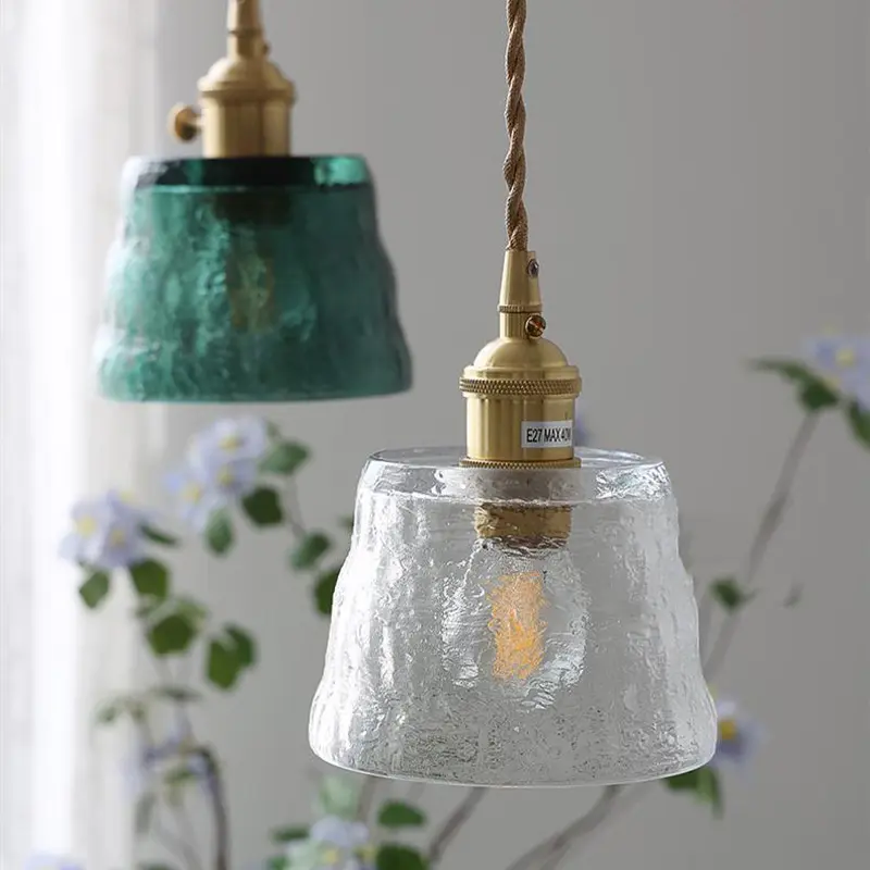 Nordic minimalist brass aisle Japanese glass personality creative Bedside bedroom dining room all copper vintage homestay chandeliers