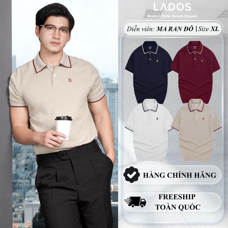 Áo polo Dface phối bo viền LADOS - 9226 form Regular thoải mái, phong cách công sở thanh lịch