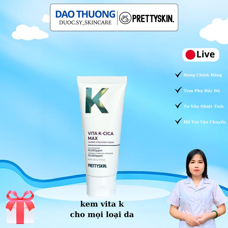 PS.Prettyskin. Kem dưỡng Cấp ẩm phục hồi Vita K-Cica Max Calming & Recovery Cream (tuýp 60ml) Cica Exosome Skincare Làm đẹp da Nữ Women