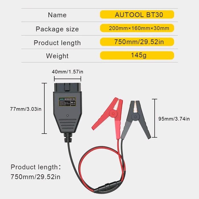 AUTOOL BT-30 ECU Saver Alat Penyimpanan Memori OBD2  Power Supply Darurat 1