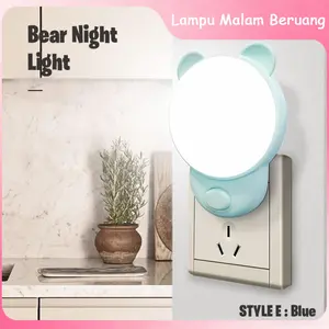Lampu Tidur LED Beruang Hadiah untuk Bayi & Kekasih - Lampu Malam 2 Warna dengan Sensor Gerak, Cahaya Lembut Cegah Takut Gelap, Bantu Tidur Nyenyak