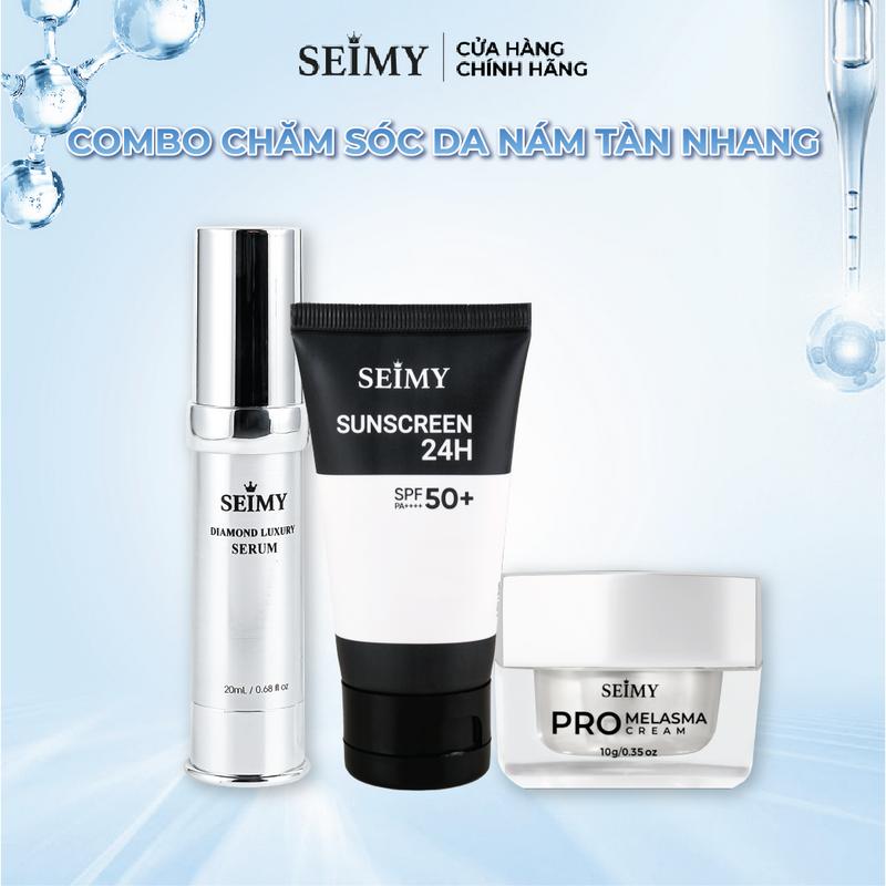 Combo Bộ Chăm Sóc Da Nám Tàn Nhang Cơ Bản 3 Bước - Serum Dưỡng Da, Kem Nám, Kem Chống Nắng Skincare