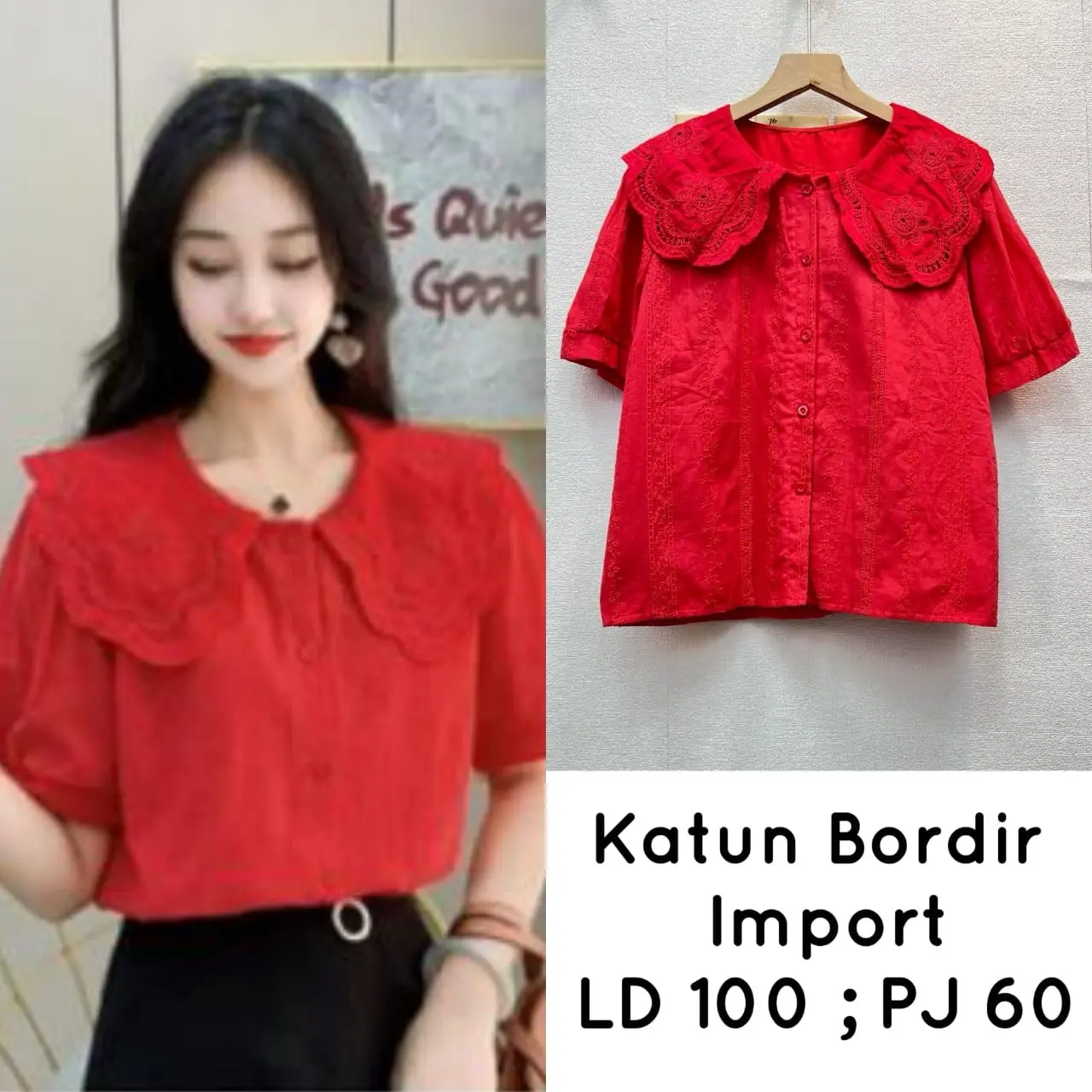 Atasan Merah Import Katun Bangkok