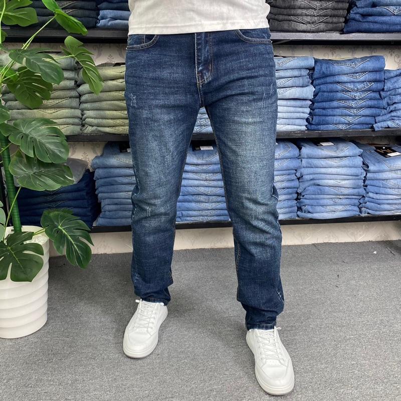   MS:3369  Quần Jean Nam Màu Xanh Đậm Cào Xước Form Ôm Thời Trang 2025 