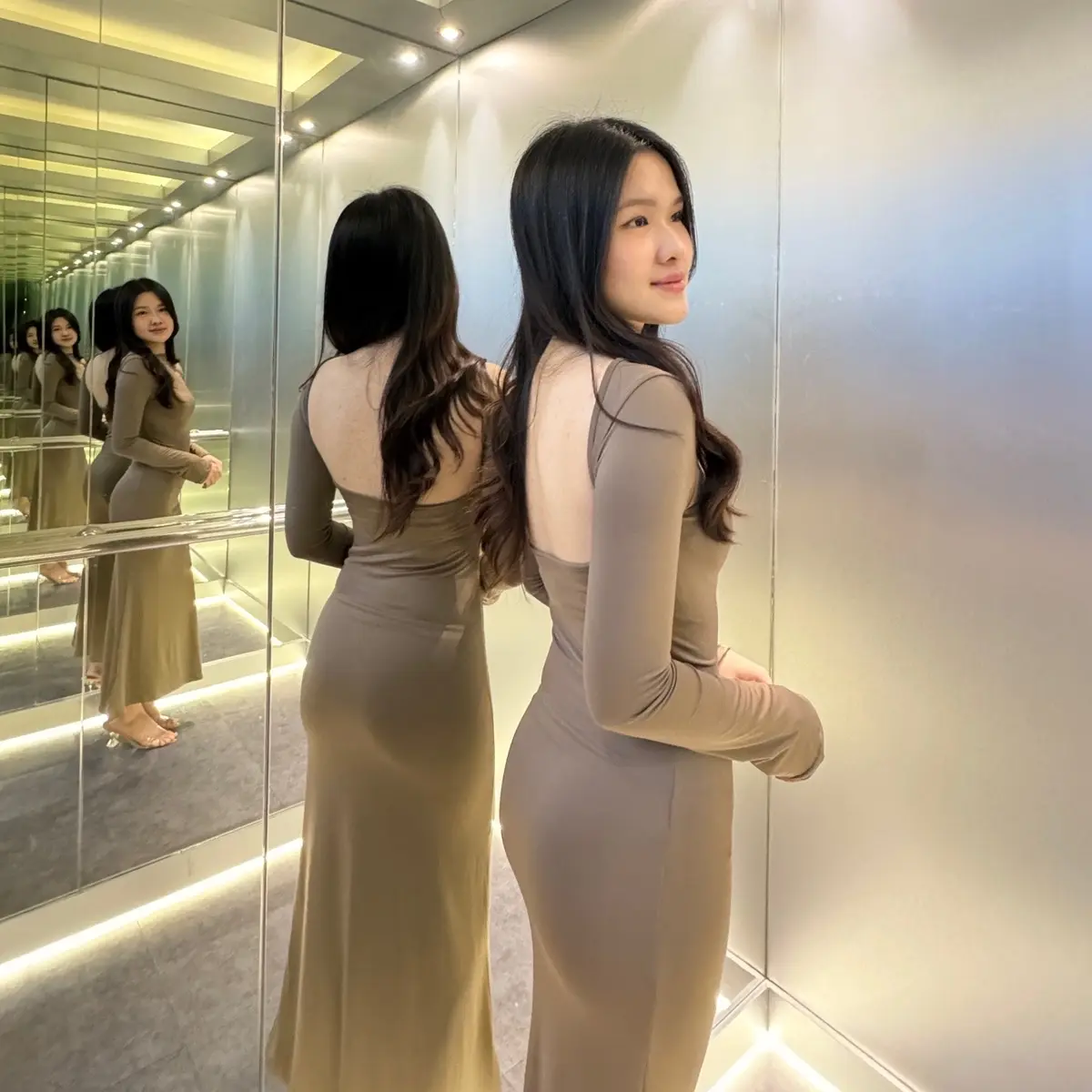 ￼ASA BACKLESS DRESS | BASIC LONG DRESS LONGSLEEVE | TERUSAN LENGAN PANJANG WANITA