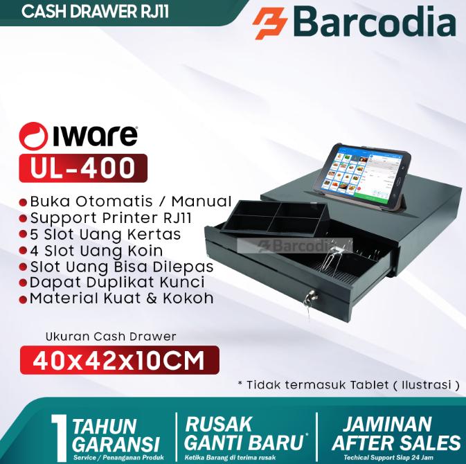 Gambar CASH DRAWER LACI UANG KASIR IWARE UL 400 KONEKSI RJ11 dari Barcodia Kota Administrasi Jakarta Pusat Tokopedia