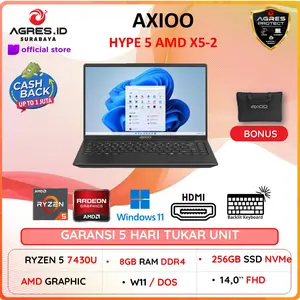 Axioo HYPE 5 AMD X5-2 RYZEN 5 7430 8GB 256GB W11 14.0FHD IPS GRY