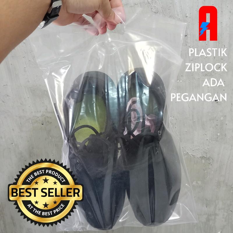 Plastik Sepatu Ziplock dengan Pegangan - Warna Transparan dan Putih Susu - Ukuran 37x30cm 4
