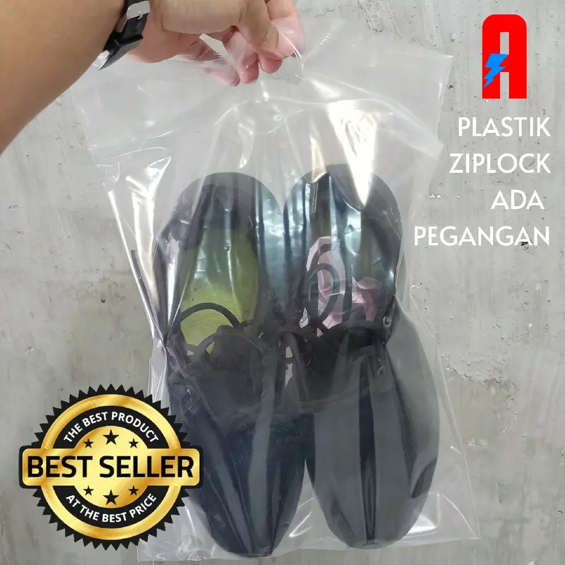 Plastik Sepatu Ziplock dengan Pegangan - Warna Transparan dan Putih Susu - Ukuran 37x30cm 4