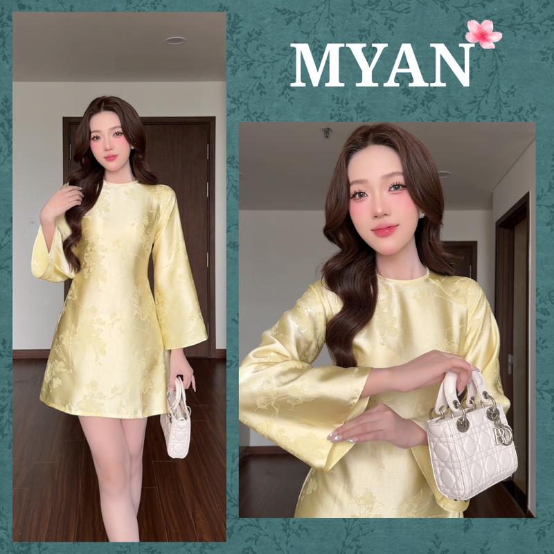 Tặng vòng đeo cổ - Đầm lụa DIỆP CÚC váy lụa dáng ngắn tay loe tiểu thư thanh…