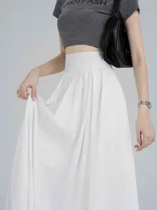 Rok Maxi Wanita Flare Skirt Hight Waist Chiffon Korean Style Ruffle