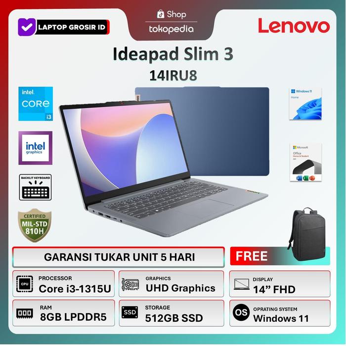 Promo [FLASH SALE] Lenovo Ideapad Slim 3 14 Core i3 1315U 8GB 512SSD ...
