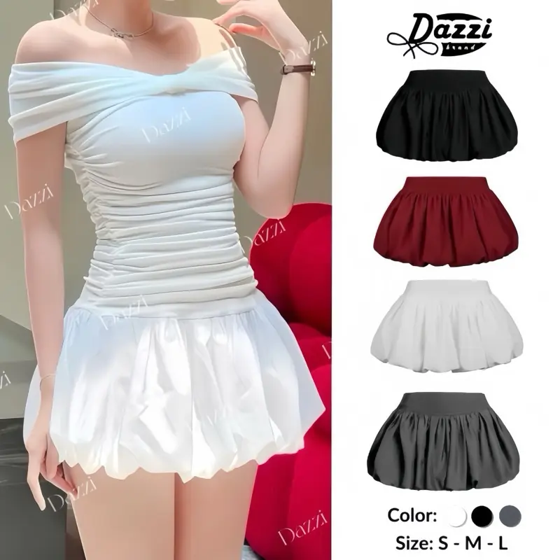 Chân váy bí phồng DAZZI form ngắn hack dáng V01