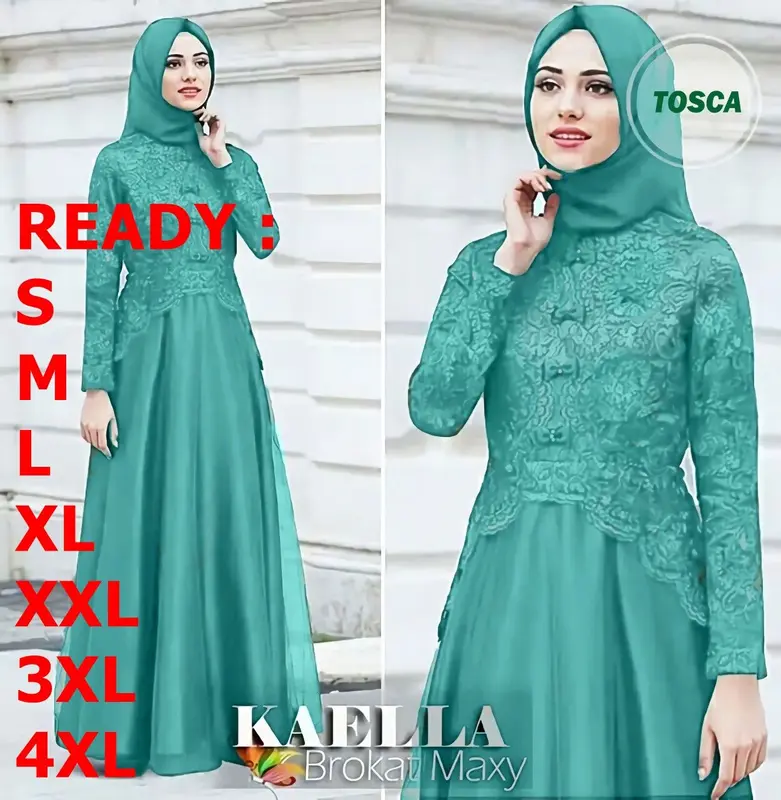 Terbaru 2024 Baju Gamis Brokat Kaella Maxy Dress Wanita S M L XL XXL 3XL 4XL Dress Kondangan Lebaran Terlaris Fashion Muslim Kekinian Murah Bisa COD 2