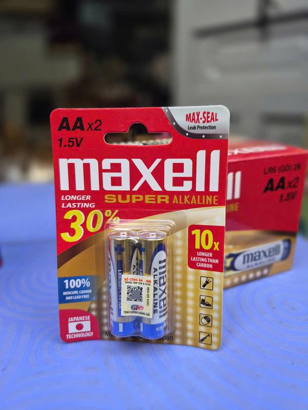 Vỉ 2 viên pin tiểu AA Maxell Super Alkaline 1.5V