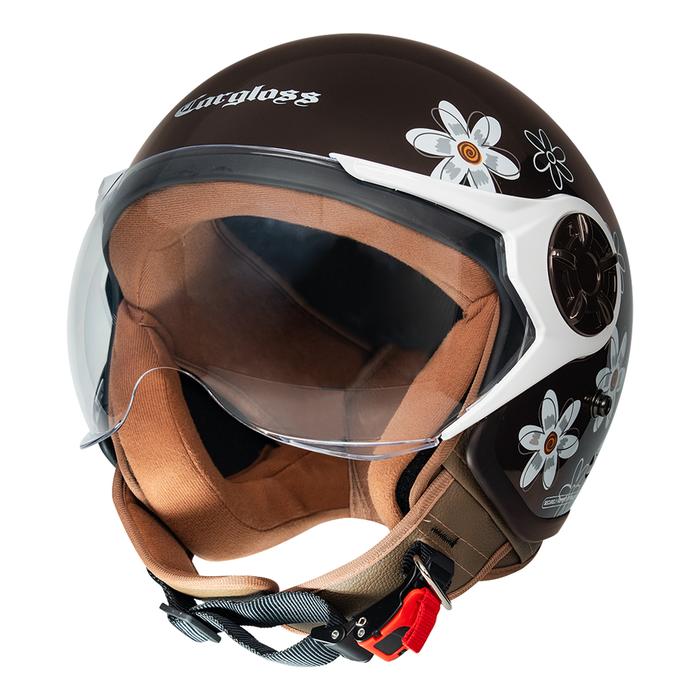 Gambar Cargloss YRH Hijab Graphic Retro Helm Half Face - Flower Espresso Brown - L dari Cargloss Helmets Kab. Bogor 5 Tokopedia