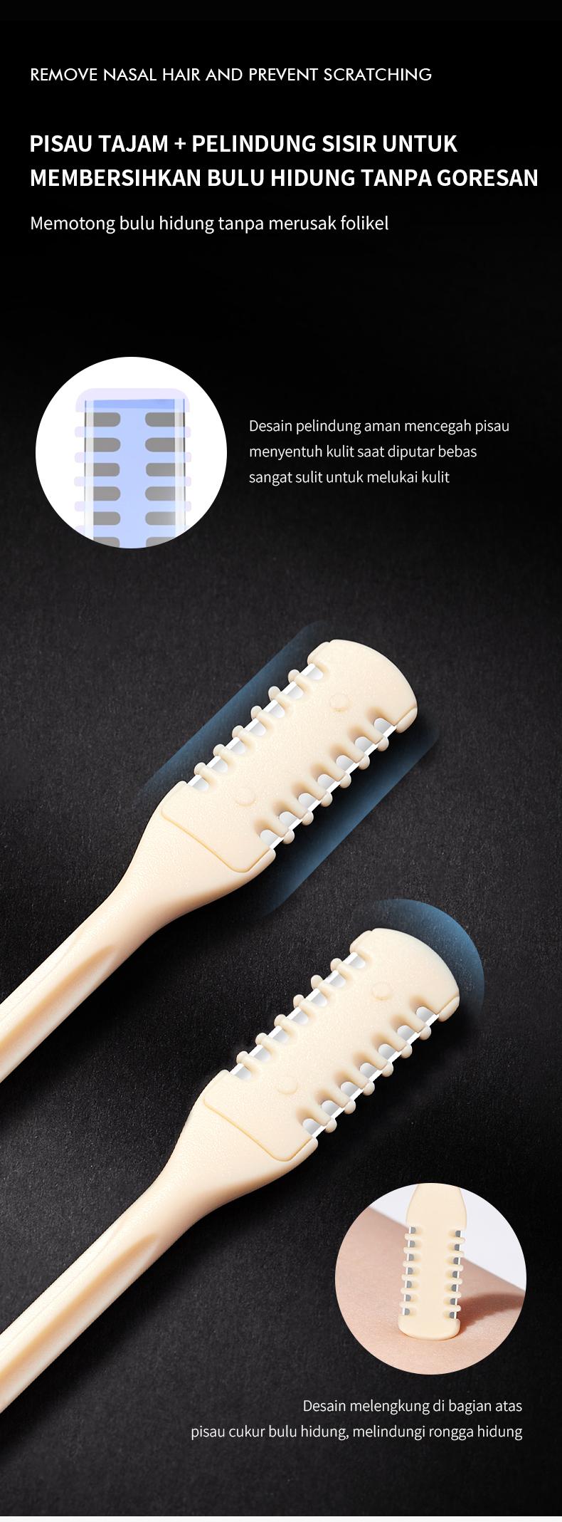 GECOMO Pemotong Bulu Hidung Manual Kepala Ganda 2-in-1, Mudah & Bersih, Putar Sekali Langsung Rapi