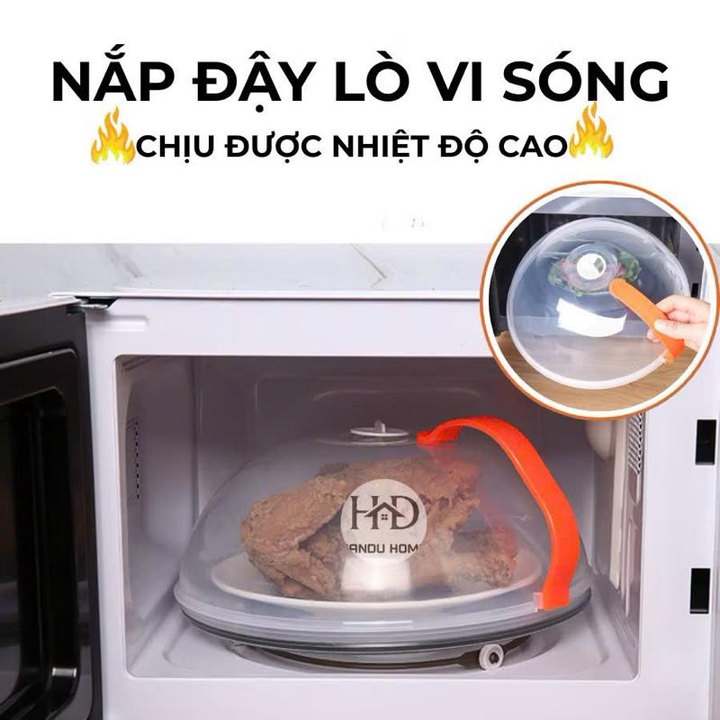 Nắp Đậy Lò Vi Sóng Chịu Nhiệt Cao An Toàn PP 26x11 cm Tay Cầm Chống Nóng Lỗ Thông Hơi Thông Minh
