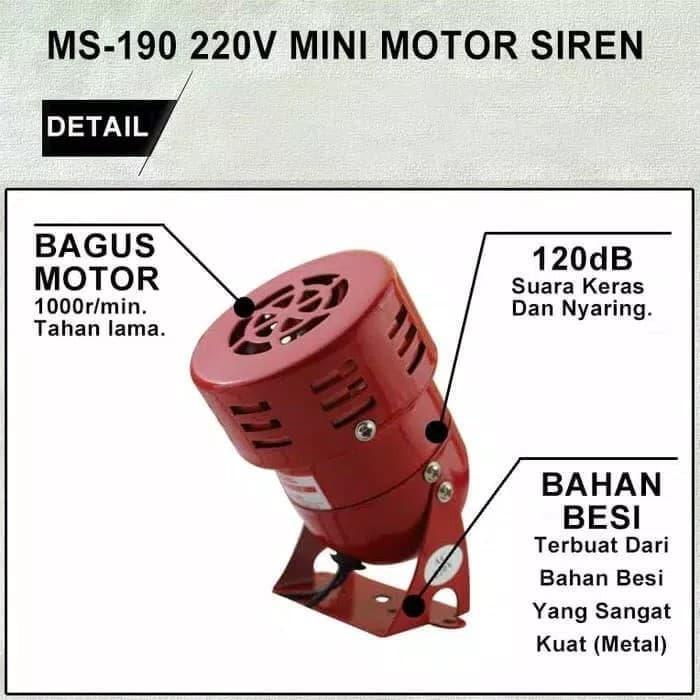 Jual Mini Sirine Motor Sirene Ms 190 Alarm Siren 220 Volt Motor Alarm ...