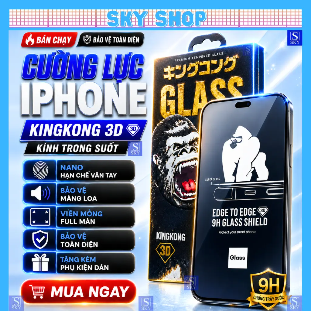 Kính cường lực iphone 3D cho iphone 17 ProMax 17 Air 16 ProMax 15 pro max 14 pro max 11 13 promax 12 7 8 Plus xsmax xr x xs - Full màn 3D