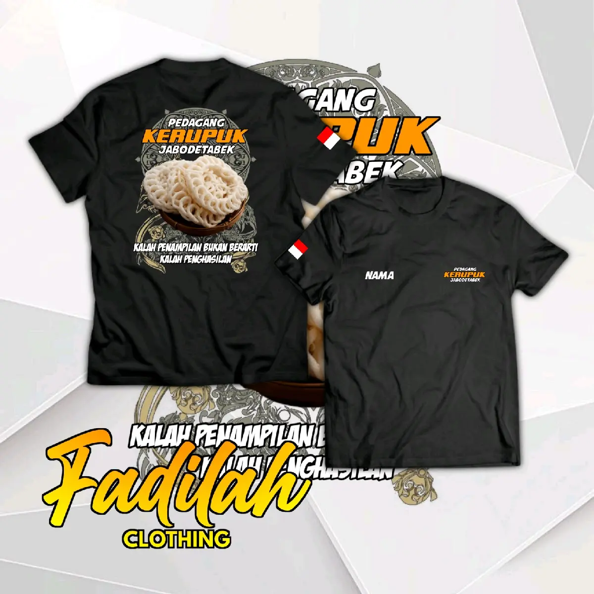 PROMO Kaos Distro PEDAGANG KERUPUK JABODETABEK Kaos Pengusaha Kerupuk Persatuan Pedagang Kerupuk Kaos Pria Wanita Keren Bisa Request Desain Ubah Gambar Atau Tulisan Bahan Adem Combed Hitam Sablon Nyaman Lembut