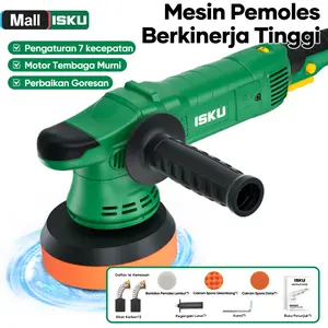 ISKU Mesin Poles Mobil 1000W - Polish Machine, Pemoles Cat Mobil, Alat Poles Mobil, Gerinda Poles, Mesin Buffing, Perbaikan Goresan, Detailing Mobil, 7 Kecepatan, Bonus Pad Poles