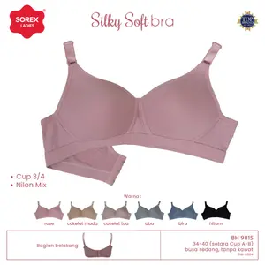 Bra BH  9815 Wanita Sorex Murah Cup Besar Tanpa Kawat Busa Kait 3 Setara Cup A-B Silky Soft Bra Harian