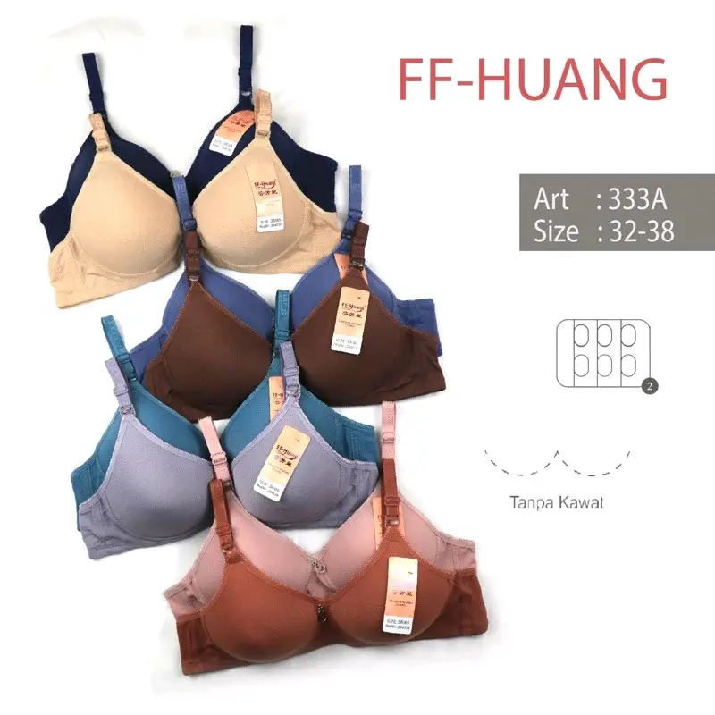paket(5pcs) bra remaja huang polos// bra remaja/wanita lembut dan nyaman Bh Busa cup A 0
