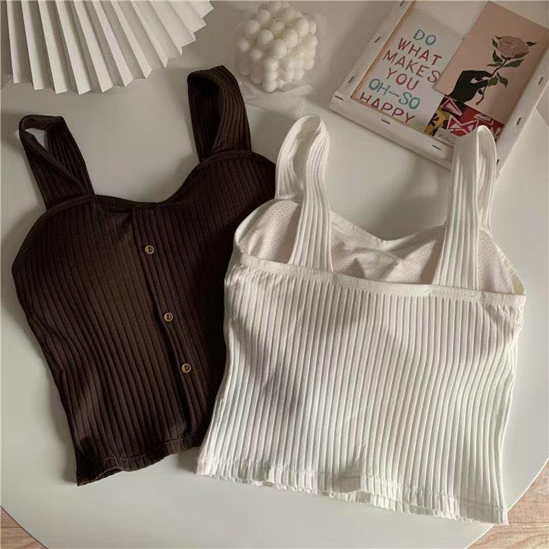 Product Introduction of Cute Sleeveless Cropped Tank Top Women's Crop Top Summer 2024 Korean Corset Top Camisole Knit Sexy Slim Vest with Bra Pads Tops Female Y2k 11