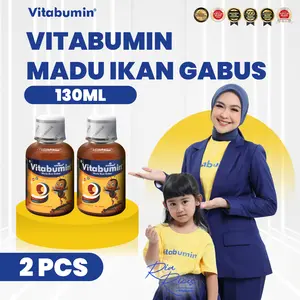 Vitabumin Madu Ikan Gabus Anak 130ml - 2 pcs, Kombinasi Madu & Temulawak untuk Pertumbuhan & Kesehatan Anak