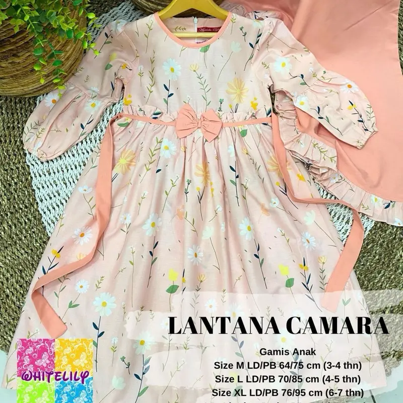 WHITELILY | SET GAMIS ANAK PEREMPUAN DAN JILBAB | 3-7 TAHUN Katun Twill Muslim Panjang 4